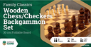 Wooden Chess/Checkers Backgammon Set