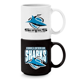 [NRL420AL] NRL Cronulla-Sutherland Sharks - Stackable Ceramic Mugs Set