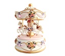 The Russell Collection - 3 Horse Resin Carousel - Petite Rose