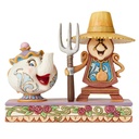 Beauty & the Beast "Workin' Round the Clock" Cogsworth and Mrs. Potts Figurine - Disney Traditions By Jim Shore