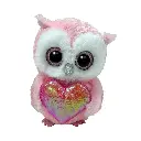 Ty Beanie Boos: Whisper the Pink Owl with Heart Valentines Day Plush (Regular Size)