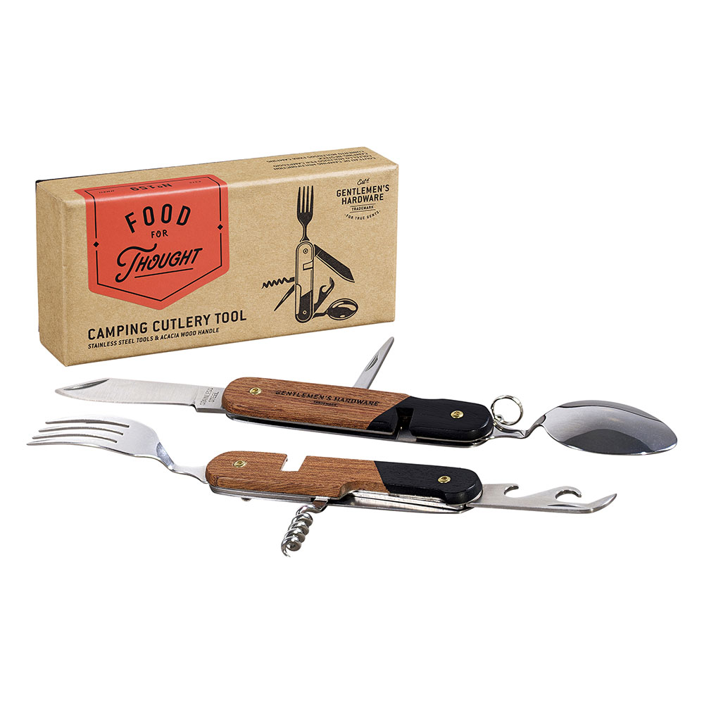 [GEN159] Camping Cutlery Tool Acacia Wood & Stainless Finish - Gentlemen’s Hardware